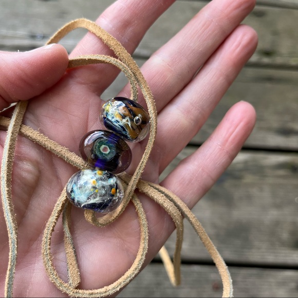 Vintage 90’s Handmade Pyrex Glass Beads - Set of 3 - Picture 8 of 16